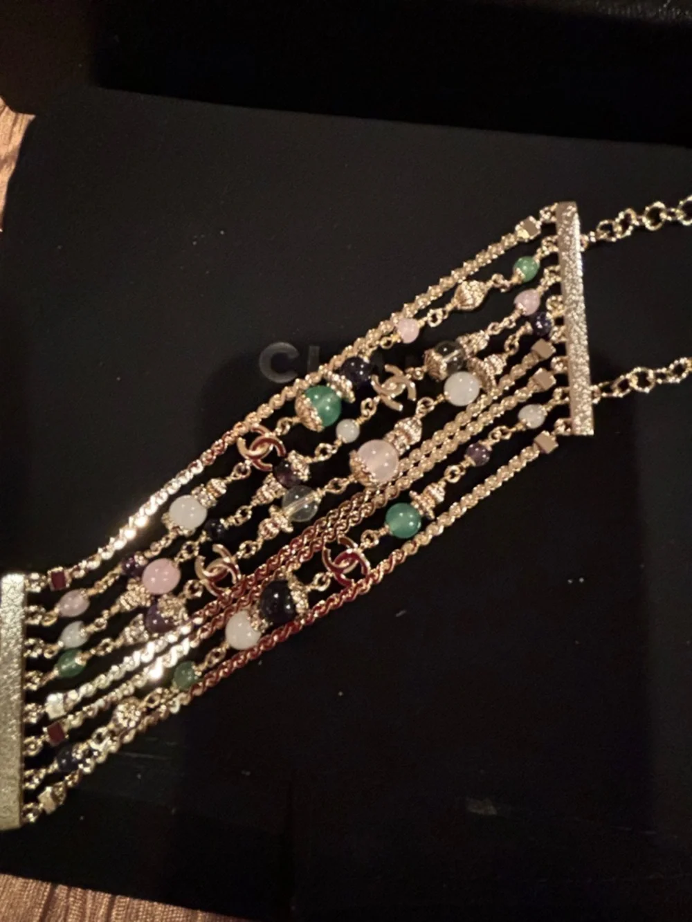 Chanel Multicolor Beaded Gold-Tone Bracelet - Picture 7 of 11